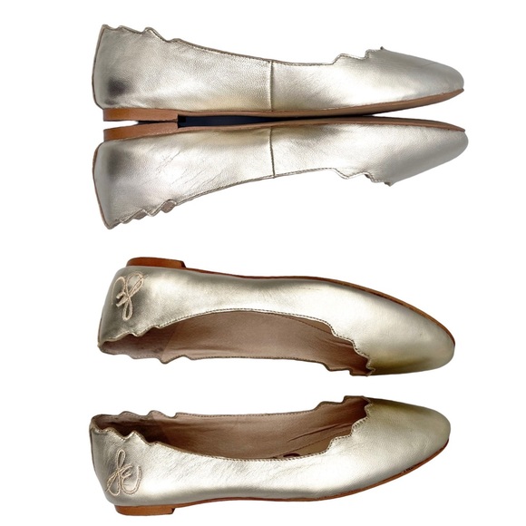 SAM EDELMAN | ‘Augusta’ Gold Scalloped Edge Ballet Flats | Size 6.5 - Picture 6 of 11